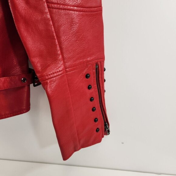 SPYM Faux Leather Moto Jacket Red Size Medium NWT - Picture 7 of 12